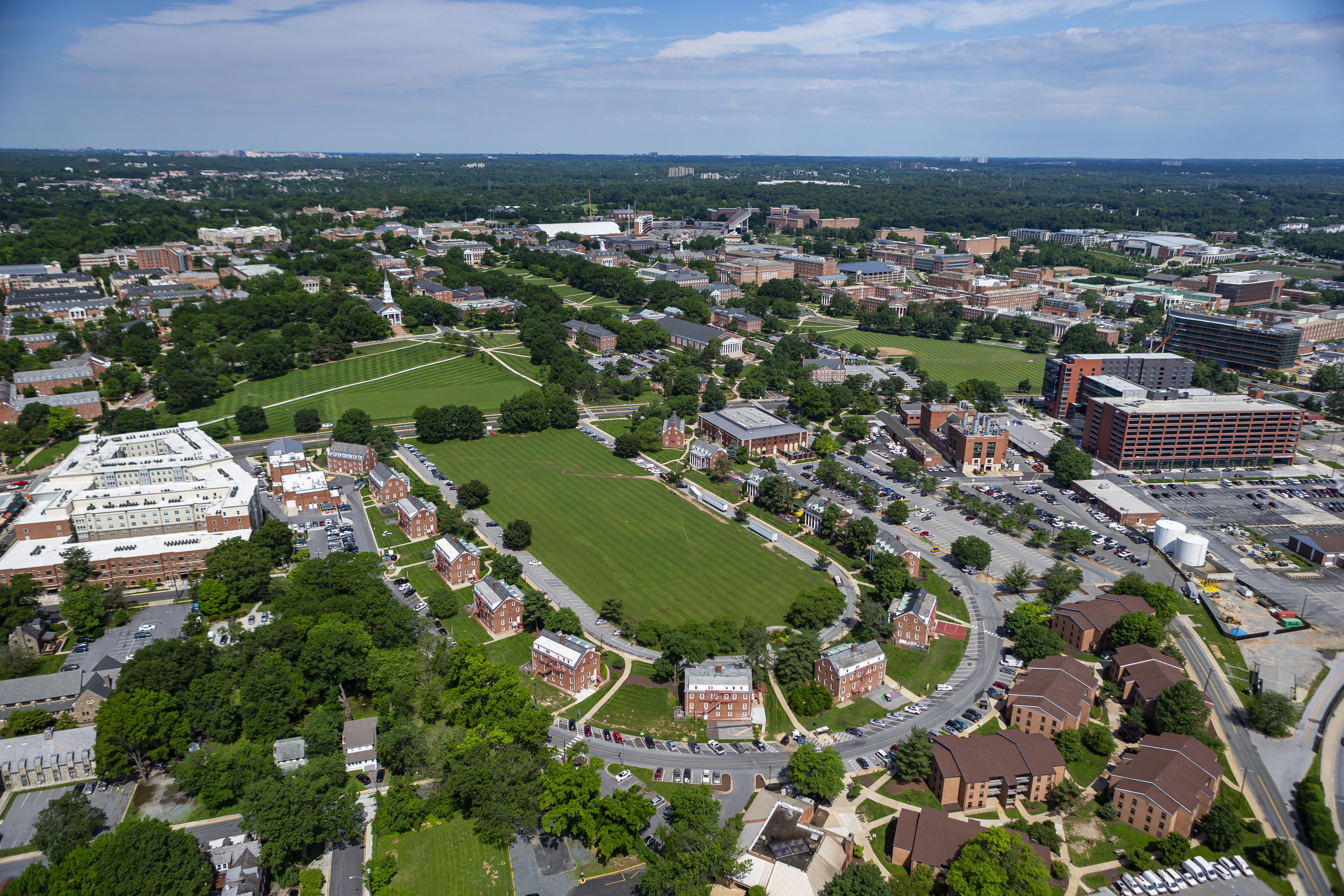 Aerial of all campus buildings