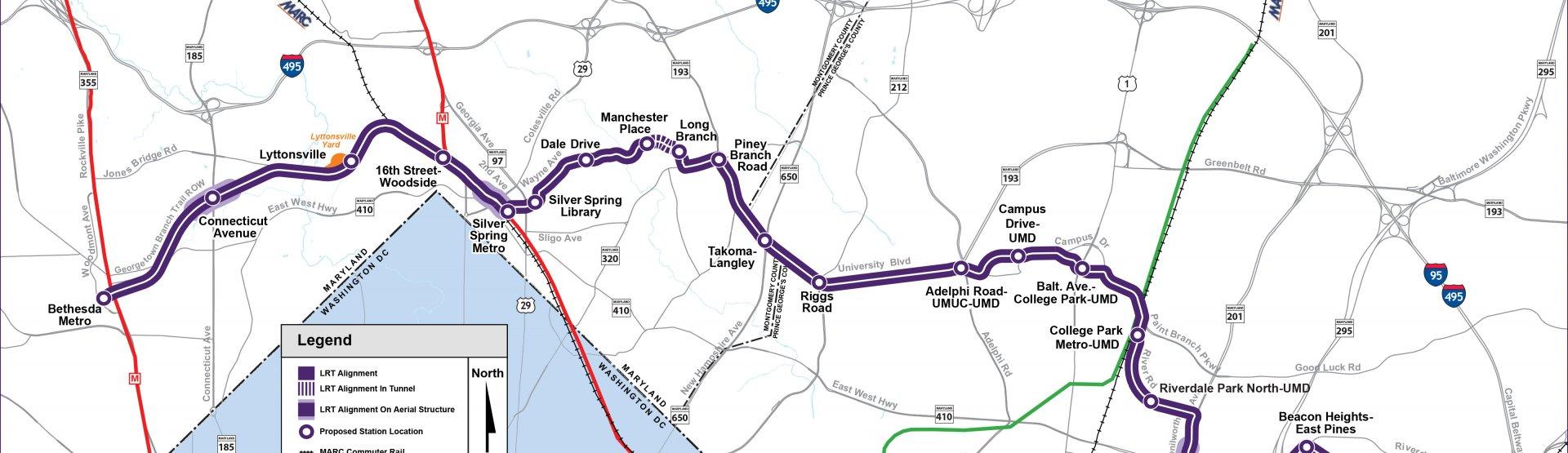 purple line map of route